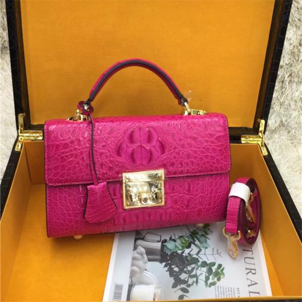 Genuine Alligator Skin Key Lock Closure Lady Small Handbag Authentic Crocodile Leather Women Flap Purse Shoulder Bag