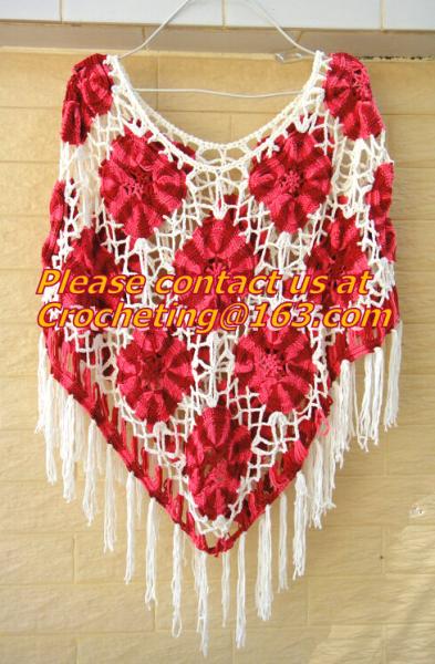 Fringe Crochet Shawl Wrap Poncho Women Pashmina Fur Designer Handmade Crocheted Multiwear