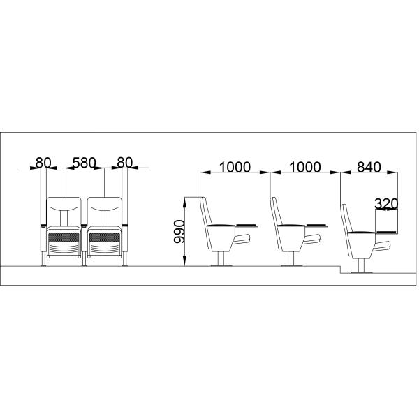 Red Movie Theater Cinema Hall Chairs Adjustable ISO9001 Durable Flameproof