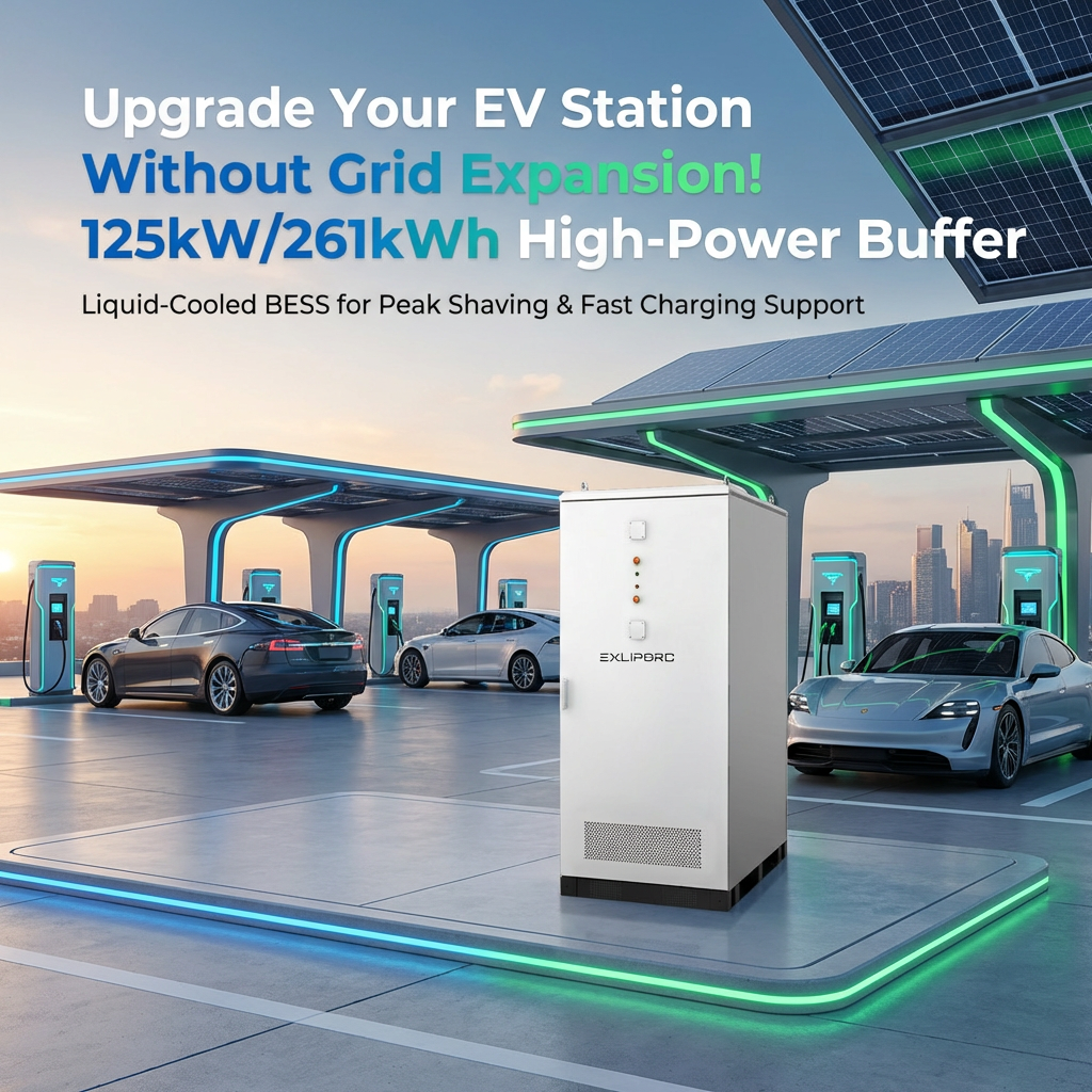 125kW 261kWh BESS for EV Charging Station Liquid Cooling Hithium 314Ah Solar Storage Buffer