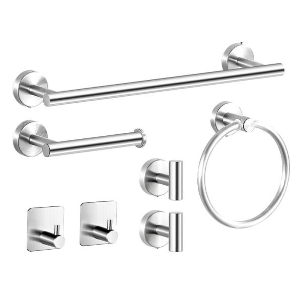 Bathroom hardware set, stainless steel towel bar set, cross-border towel rack, toilet paper holder, perforated hook, bathroom hanging accessories
