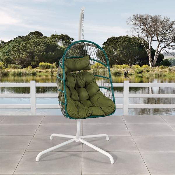 Outdoor Furniture Patio Swing Hanging Egg Chair with Steel Frame and Rope Weave Design