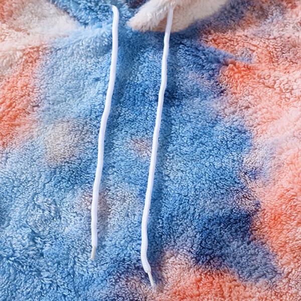 Knitted Weaving Method Tye-Dye Hoodies For Men With Faux Fur   Fashion