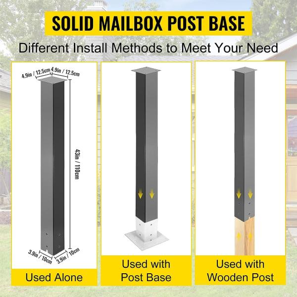 Modern Heavy Duty Steel Mailbox Post With Powder Coated Surface Support Bracket