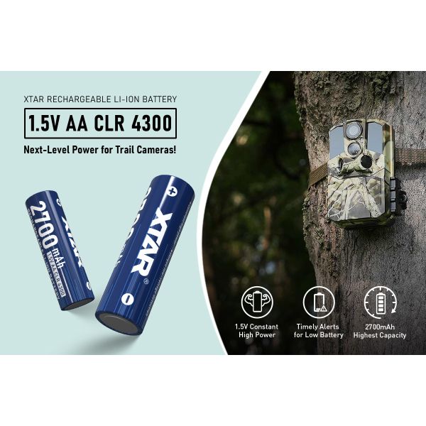 1.5V AA 2700mAh Trail Camera Batteries Rechargeable Lithium Ion Battery Pack