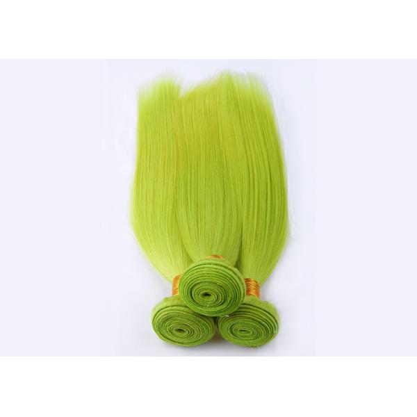 Fluorescent Green Virgin Human Hair Extensions No Shedding 100g / Pack