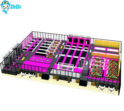 Large Inside Trampoline Park With Obstacles For Kids Environmental Friendly