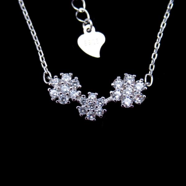 Real 925 Silver Cubic Zirconia Necklace Orange Women Poker D - Diamond Jewelry