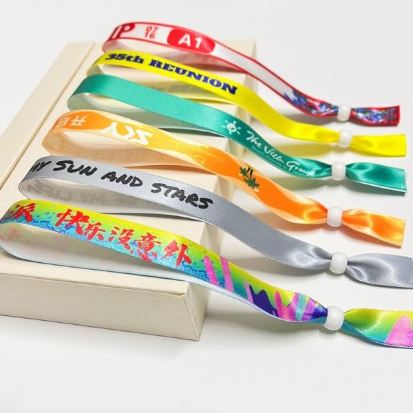 Adjustable Park Admission Wristbands Custom Logo Polyester Woven Cloth for Concerts and Promotions
