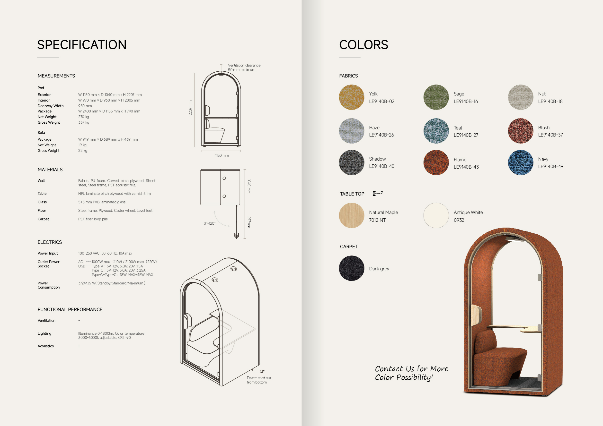 Sleek Home Office Pod | Acoustic Soundproof Booth for Focus & Productivity