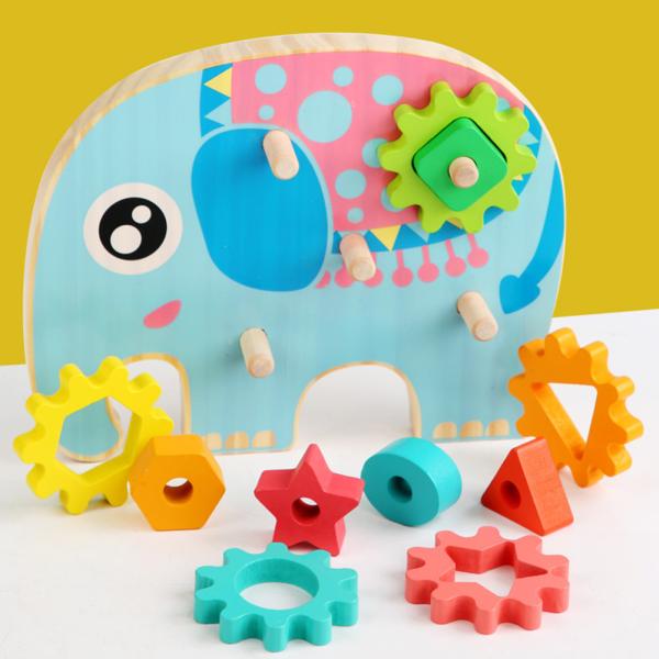Intelligent Elephant Owl Gear Block Wood Creative Animal Design