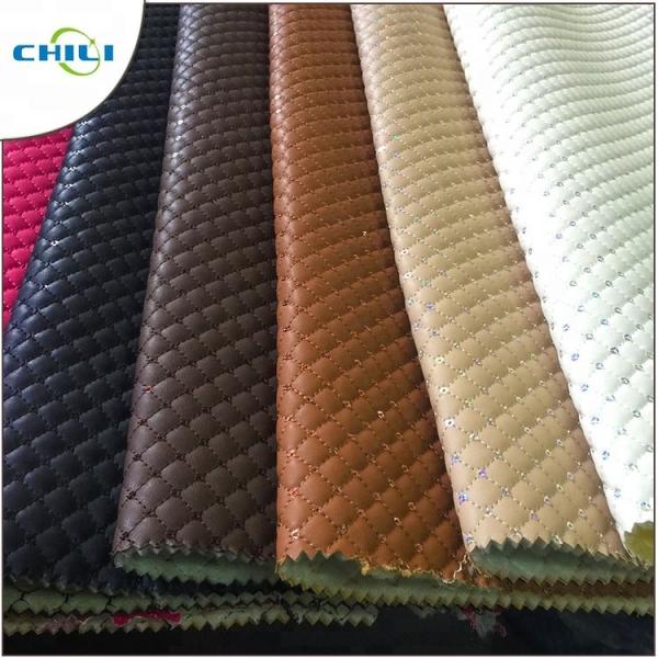 Thicker Padded Faux Leather Fabric Multi Layers Anti Mildew Elastic Mesh