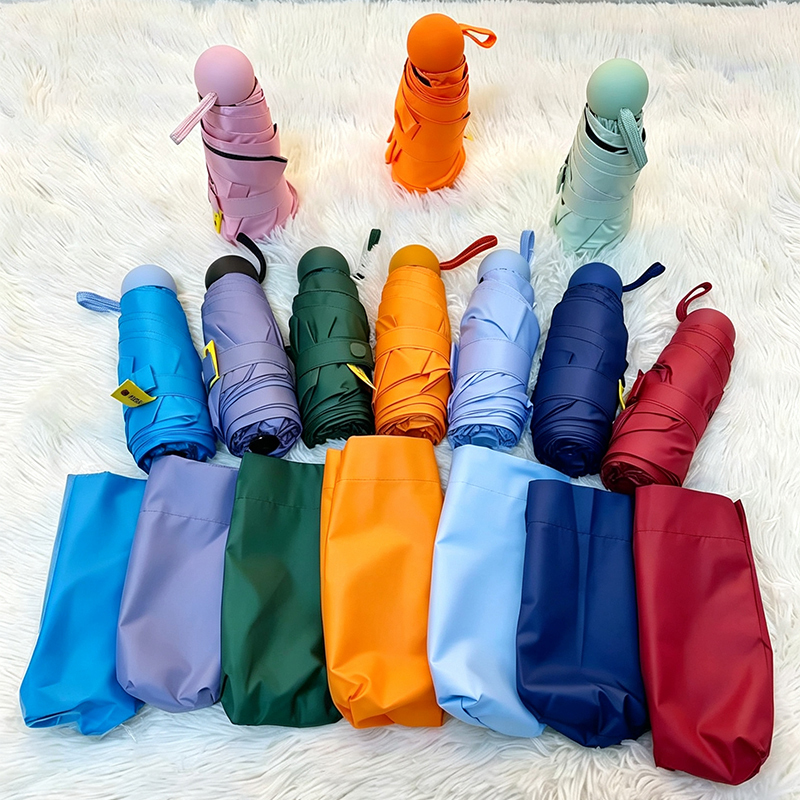 In-Stock Clearance 5-Fold Compact Umbrella with UV Protection and 19
