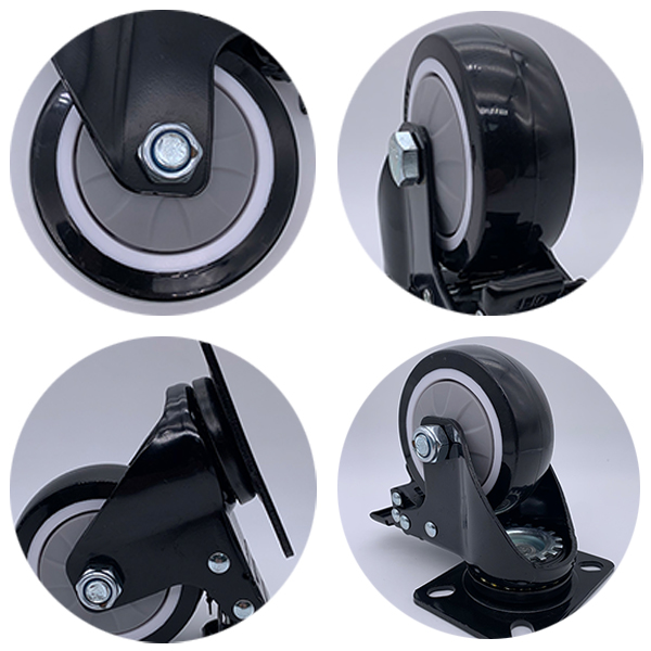 Рицинус плиты верхней части TPE 8 дюймов сверхмощный черный промышленный с тормозом