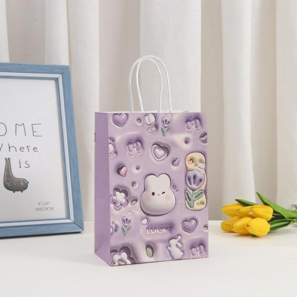 Cute Bunny Embossed Easter Party Decoration Bag Custom Color Accepted Bio-degradable