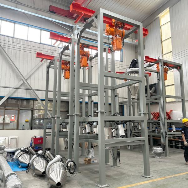 Descarga por gravedad y descarga de bolsas de granel asistida por vibración para materiales químicos y de construcción