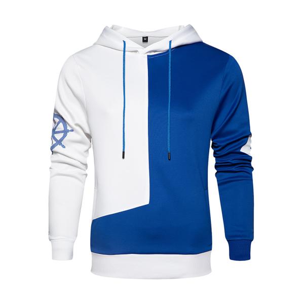 Men'S 2 Contrast Color Leisure Cozy Athletic Pullover Hoodie With Kangaroo Pockets