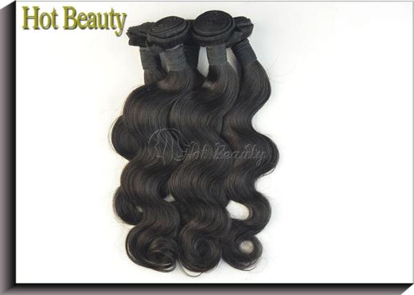 Malaysian Virgin Human Hair Extensions Body Wave Natural Black , Soft Bundles