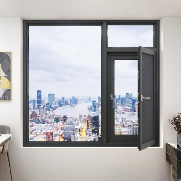 House Soundproof Aluminium Glass Casement Windows with Level 9 Wind Pressure Resistance