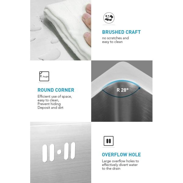 Square Undercounter Kitchen Sink , Brushed Silver 18 Gauge Single Bowl Kitchen Sink