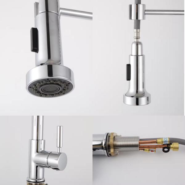 Modern Design Hot Cold Water Mixer 360 Rotating Brass Kitchen Faucet with Spring Spray