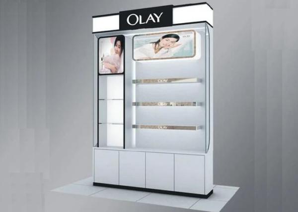 MDF Painting Wooden Cosmetic Display Stand For Beauty Products Modern Style