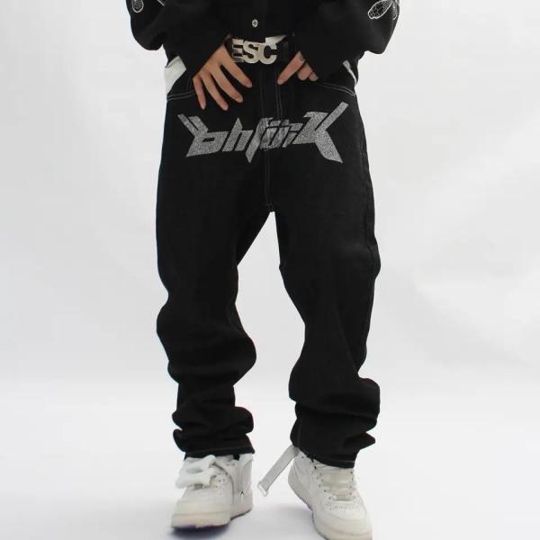                  2023 Hot Selling Jeans High Streetwear Flared Jeans Men Fashion Hip-Hop Loose Straight Pants             