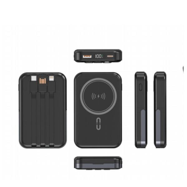 Large Capacity Multi Device Power Bank Portable 10000mah Power Bank With Built In Cables / Stand