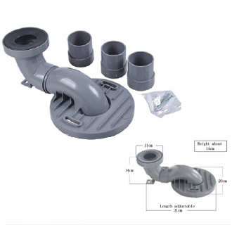 Grey PVC Toilet Drain Valve, Bathroom Flushing Pipe, Toilet Pipe, Sewage Pipe