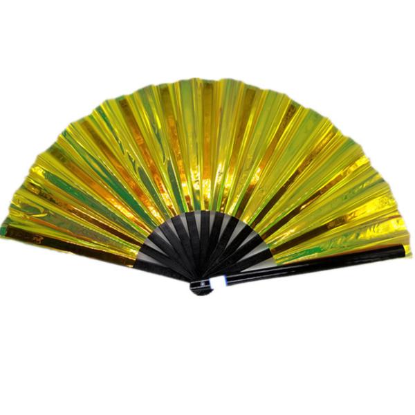 Fã de dobramento iridescente plástico fãs decorativos da mão de um comprimento de 13 polegadas 33cm grandes