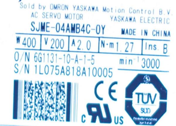 SERVO MOTOR bonde SJME-04AMB4C-OY 400W 2.0A da C.A. 1.27N.m de OMRON YASKAWA