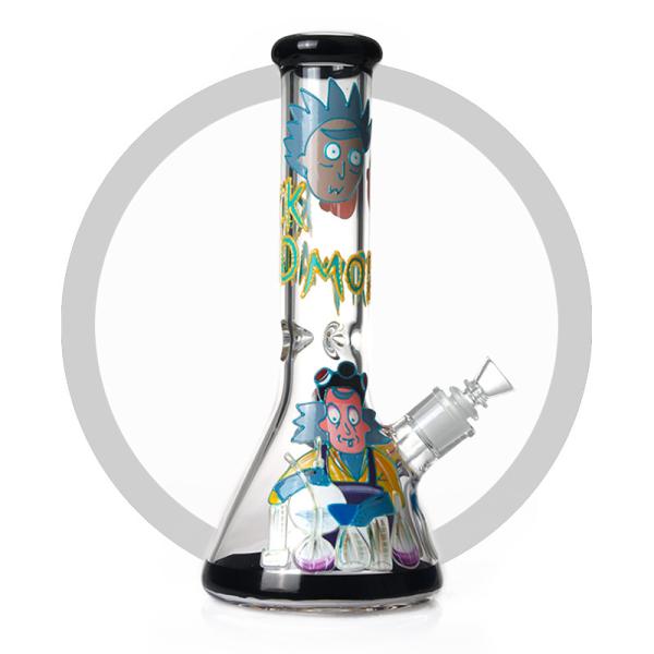 13.5 Inches Beaker Bong Heady 7MM Glass Smoking Pipe Rick and Morty Art Glass
