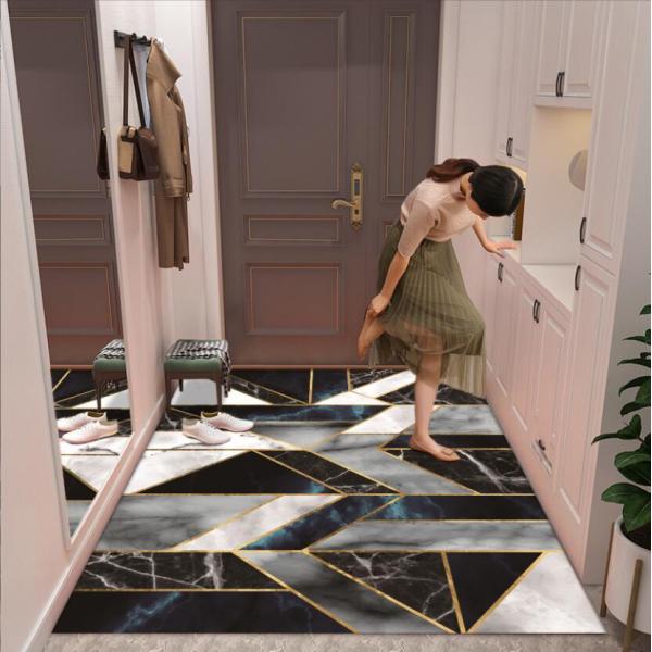 Rectangle Crystal Velvet Floor Carpet Rug Household Door Marble Entry Mat