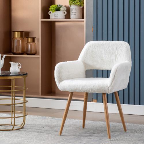 White Iron Dining Chair Set of 2 with Steel Legs