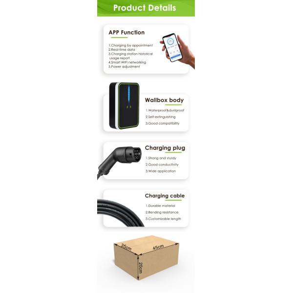 Electric Car Wall Box AC EV Charger 11kw 5m Wire 3phase 380v 16A With APP OEM ODM
