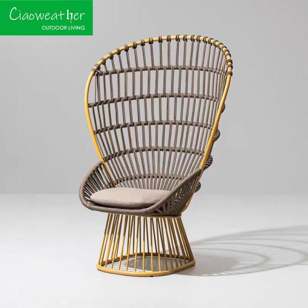 Modern Design Aluminum Frame Water Stain Resistant Comfy Cushioning High Back Rattan Arm Chairs for Outdoor Garden Patio