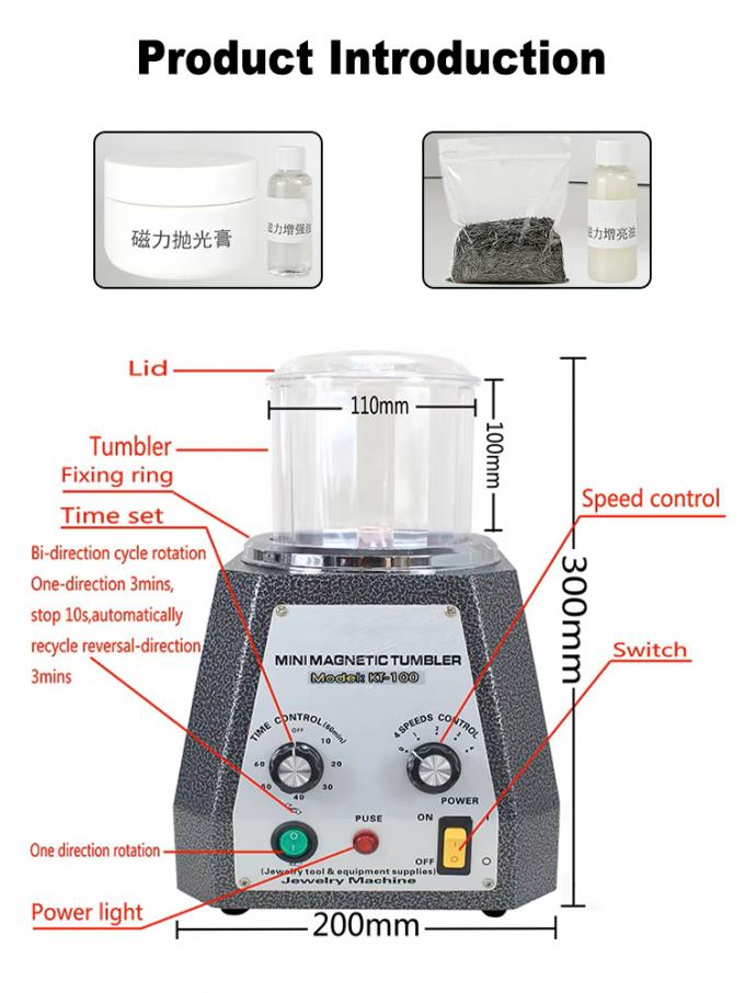 Compact Portable Magnetic Polishing Machine for Jewelry Deburring and Finishing