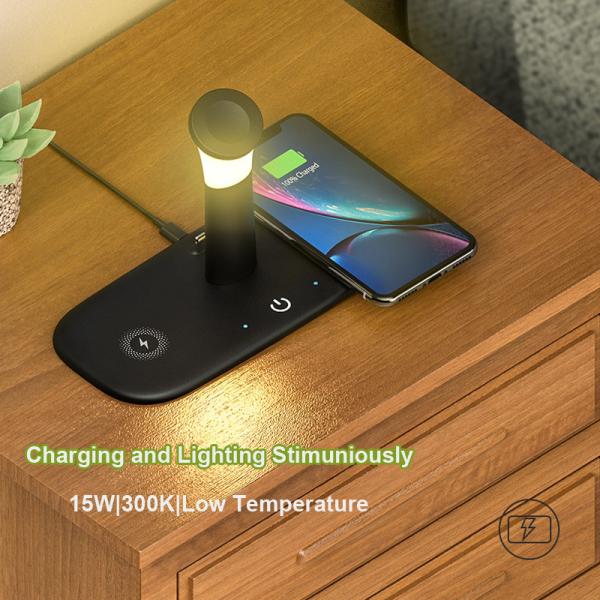 5W 7.5W 10W 15W 5 In 1 Wireless Charging Station With Night Light