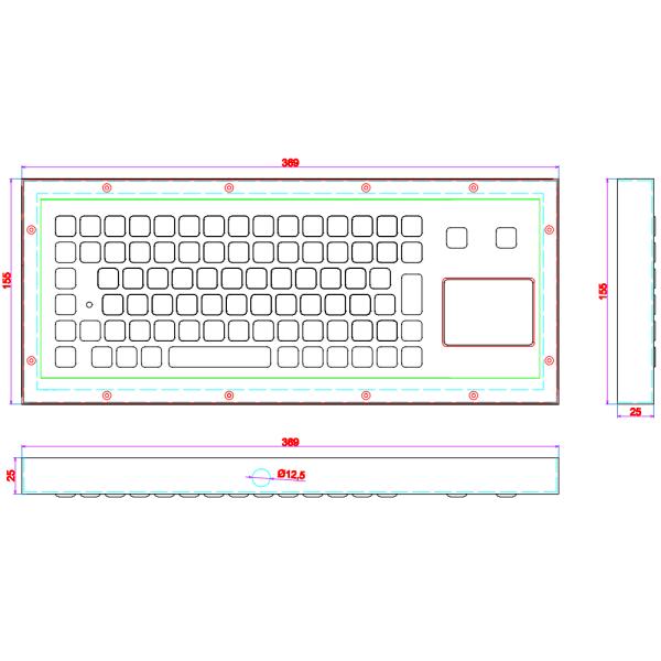 Изрезанная промышленная клавиатура металла ИП68 с сенсорной панелью переченя загерметизированной функцией
