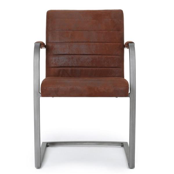U Shape Microfiber Foam 850mm Metal Armrest Leisure Dining Chair