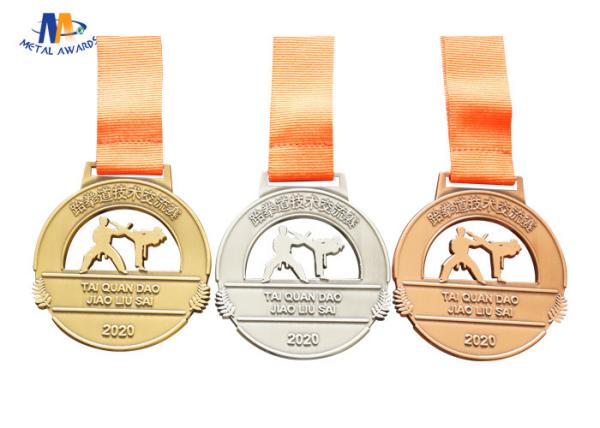 Die Cast Sport Stock Medals Antique Gold / Silver / Copper Plating