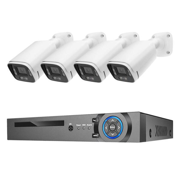 4 canales Detección de caras al aire libre H.265 4K 8MP POE IP con cable Red NVR Kit Vigilancia en el hogar CCTV Sistema de cámaras de seguridad