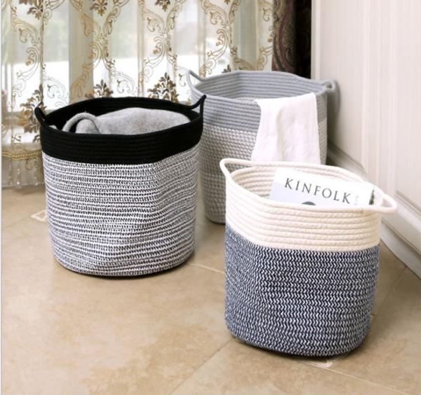 Decorative Custom Woven Cotton Rope Laundry Toys Candy Storage Fabric Container Wholesale Spa Gift Baskets Organizer