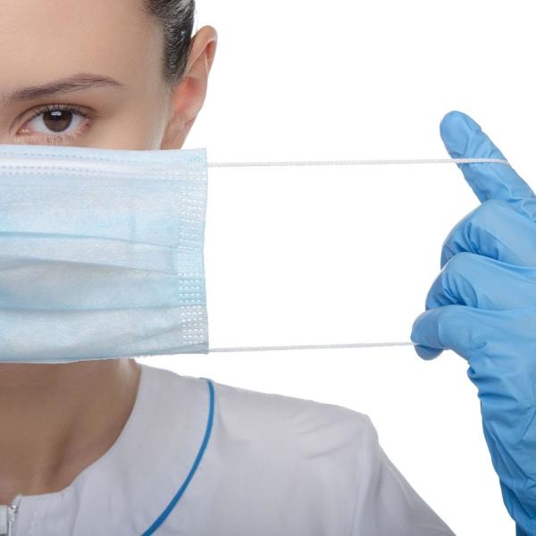 Disposable Blue Face Mask, Soft On Skin, Pack Of 3-Ply Masks Facial Cover Elastic Earloops Great For Home, Office
