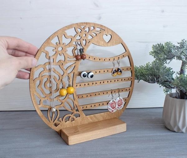 Personalized Wood Jewelry Organizer Earring Holder Wooden Jewelry Storage  Gift for any woman  Jewelry Stand