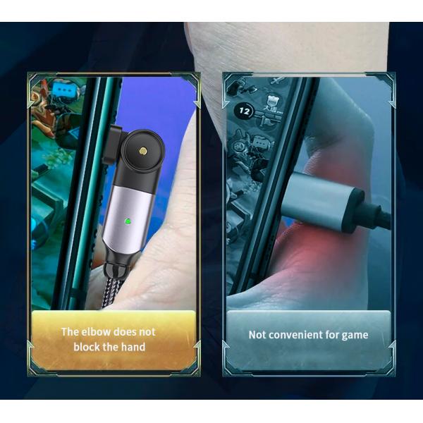 180 Rotate USB A To Micro B Cable Fast Charging LED Charger Data Cable