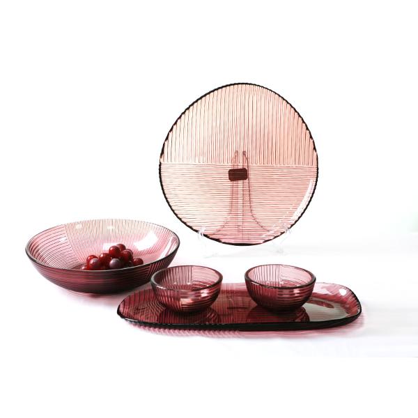 Oval Solid Purple Glass Charger Plates , 32cm Crystal Salad Plates