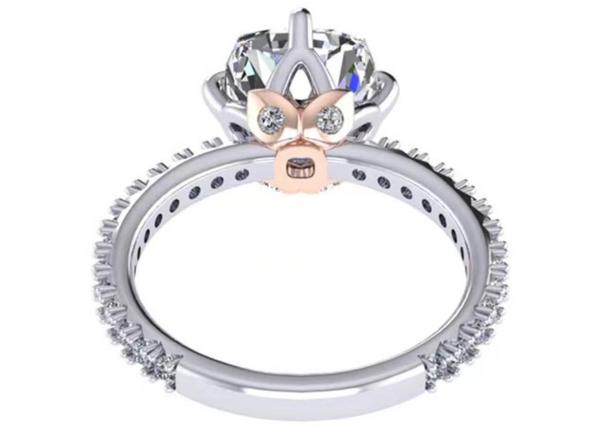 OEM 18k White Gold Diamond Ring , Cushion Cut Engagement Ring 8.13×7.87×5.13mm