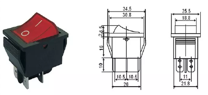 Pin 4 дальше с перекидного переключателя 16A шлюпки 250V/20A 125V