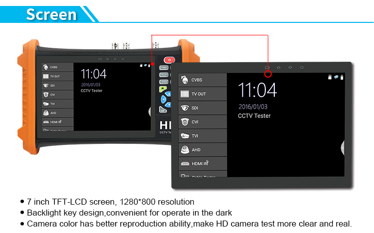 Экран 1280×800 TFT LCD монитор теста CCTV 7 дюймов